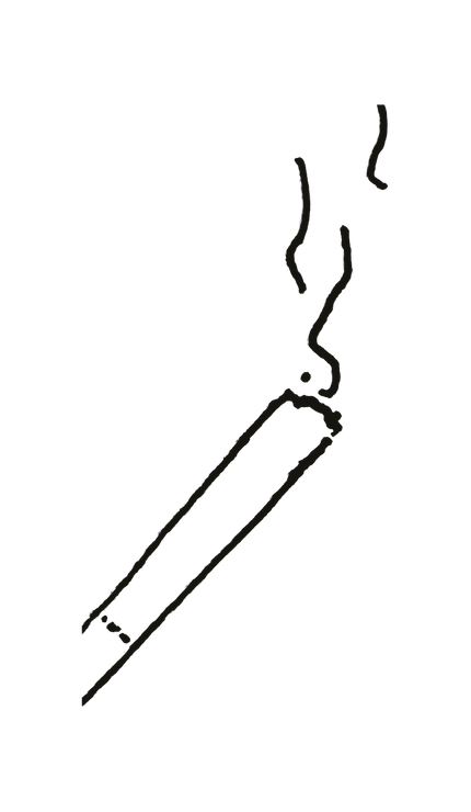 hand-drawn sketch of a lit joint, smoke rising